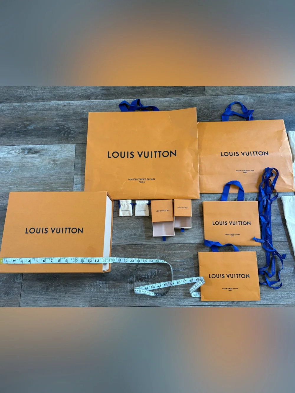 Louis Vuitton Orange Packaging Set box pouches shopping bags multi size
